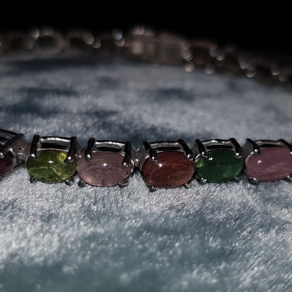 Sterling Silver & Multicolored Gemstone Bracelet - Picture 2 of 4